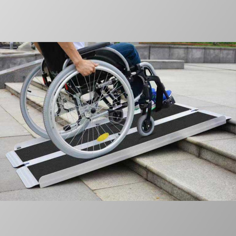 Heeve Aluminium Single-Fold Premium Wheelchair Ramp with Carry Bag- 30 ...