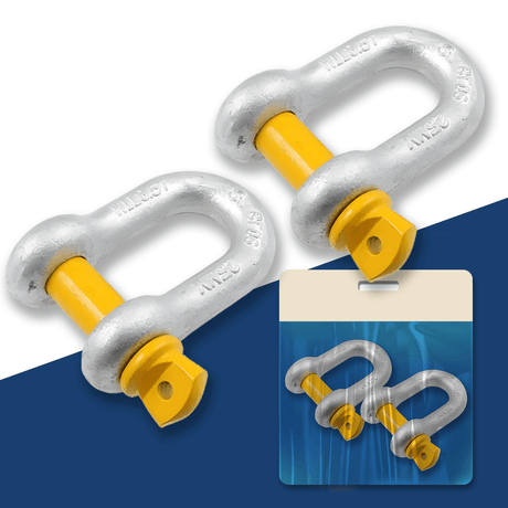 MC Steel Lifting D-Shackle with Yellow Pins - Blister Pack