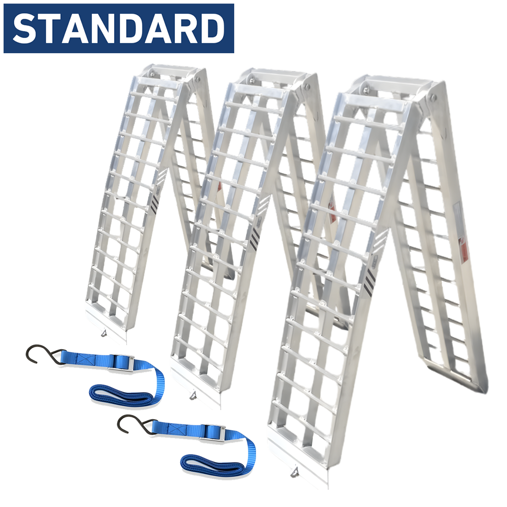 Heeve 2.3m Aluminium Curved Folding Heavy-Duty 3-Pc Loading Ramp Bundle