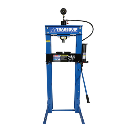 front view of TradeQuip Hydraulic Workshop Press with Piston Ram 30T Capacity