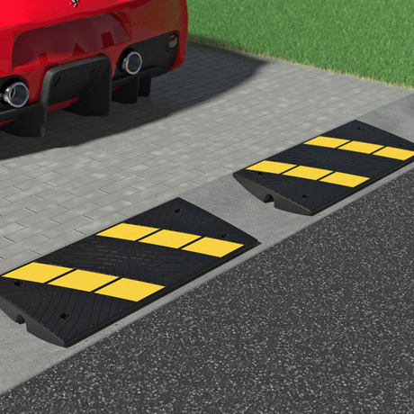 Barrier Group 900mm Rubber Kerb Ramp for Rolled-Edge Kerb