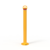 Yellow removable bollard with red reflective band