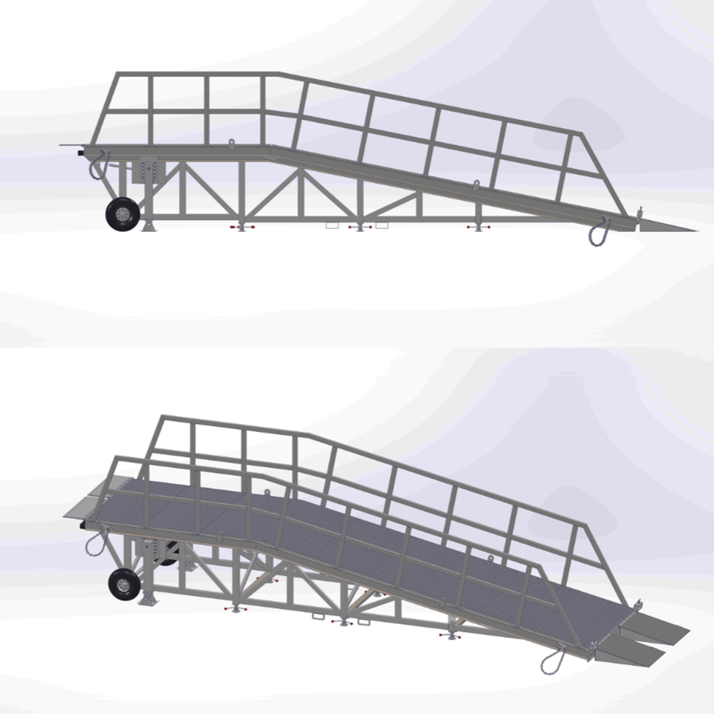 technical drawing of Heeve Forklift Dock Ramp/Yard Ramp with Grated Surface - Hydraulic