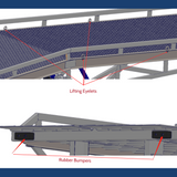 lifting eyelets and reubber bumpers of Heeve Forklift Dock Ramp/Yard Ramp with Grated Surface - Hydraulic