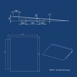 Technical drawing of the Heeve Heavy Duty Forklift Container Ramp, showing detailed dimensions and ramp angles for precise specifications