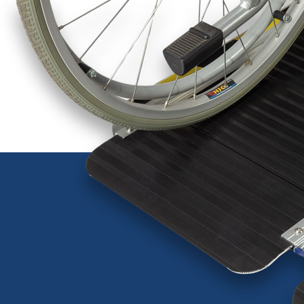 wheelchair on Heeve Single Fold Wheelchair Ramp with Polyester Resin Surface