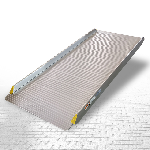 Heeve solid aluminium wheelchair ramp displayed on a flat surface, highlighting its stability and robust construction