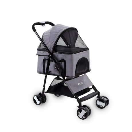 i.Pet 3-in-1 Foldable Pet Stroller Dog Carrier Mid Size - Grey