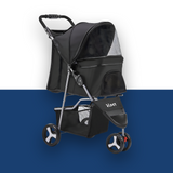 i.Pet 3-Wheel Foldable Pet Stroller - Black