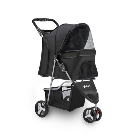 i.Pet 3-Wheel Foldable Pet Stroller - Black