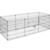 An octagonal wire pet fence enclosure with measurements displayed: 155cm in diameter and 60cm in height, with a door width of 62cm