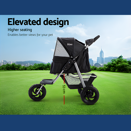 i.Pet Foldable Pet Stroller Dog Carrier Large - Black