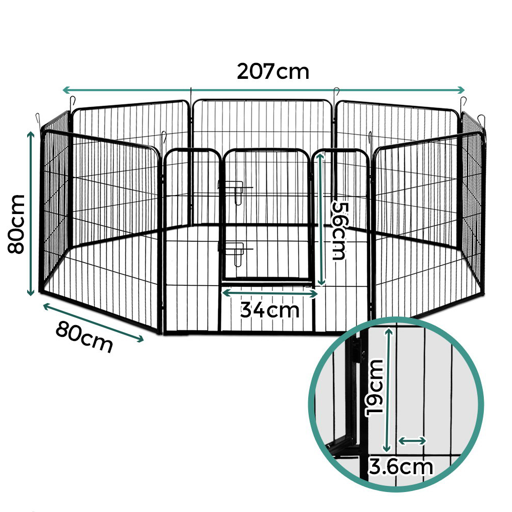 dimensions of i.Pet Pet Play Pen 80cm - Black