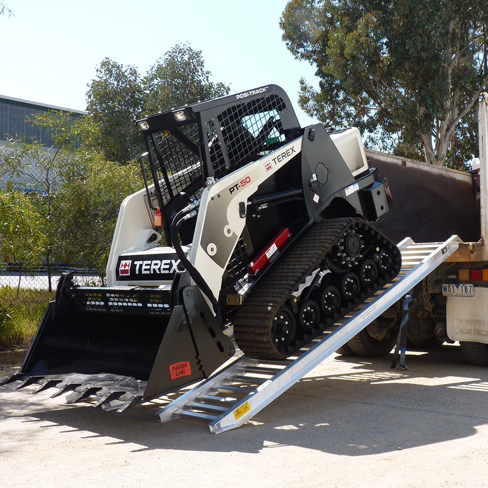 backhoe on the ramp