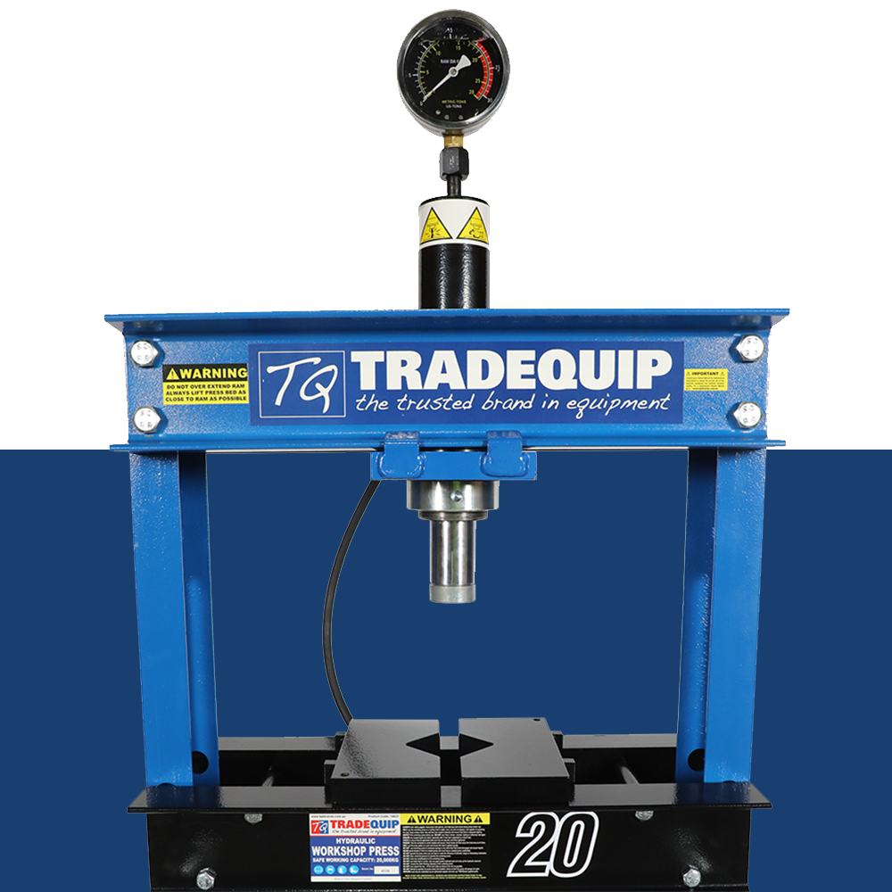 TradeQuip Hydraulic Workshop Press with Piston Ram 20T Capacity