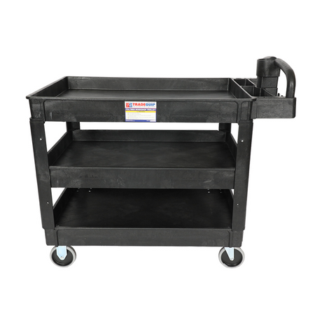 side view of TradeQuip Polymer Workshop Trolley 3-Tray 